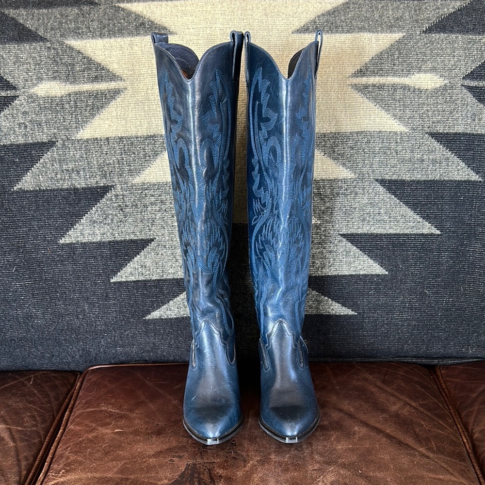 Jeffrey Campbell Calvera FinnTall Blue Western Cowboy Boots Free People